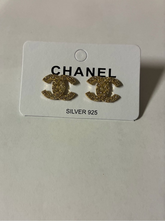 No Brand Jewelry - 18K Gold Plated Rhinestone Double C Stud Earrings | Silver 925